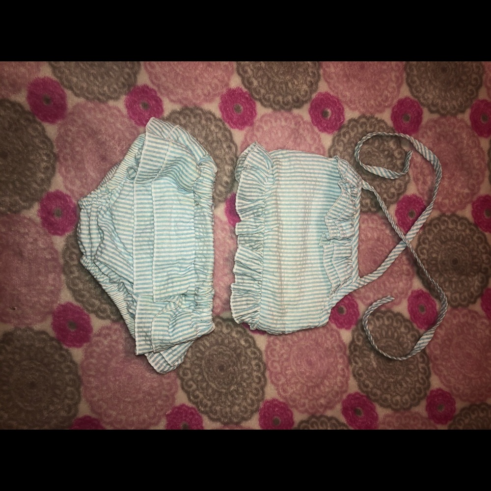 18mo Nola Smocked Blue/White 2pc Swim Suit